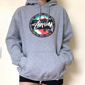 Grey Stussy Dye Tye Hoodie